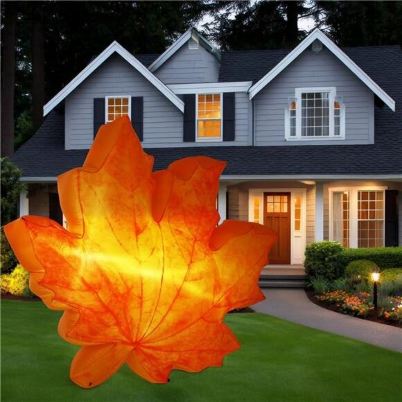 7ft Maple Leaf Inflatable with LED Light Thanksgiving Fall Blow up Yard - Picture 7 of 8